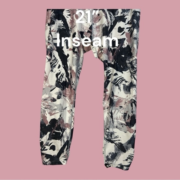 Calvin Klein Performance Leggings Abstract Print White Rose Gray Black Size XL - Picture 3 of 6